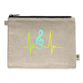 Music Clef Note Violin Treble Sound Pulse ECG - Hemp Carry All Pouch - natural - Front