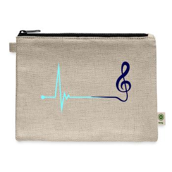 Music Clef Note Violin Treble Sound Pulse ECG - Hemp Carry All Pouch - natural - Front