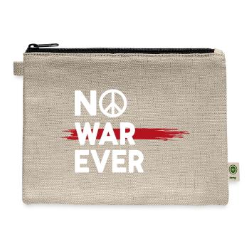 No War Ever Peace Peace Sign - Hemp Carry All Pouch - natural - Front