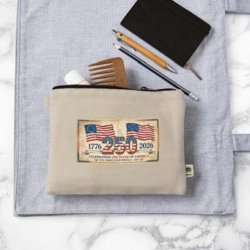 USA 250th Anniversary Flags Emblem - Hemp Carry All Pouch