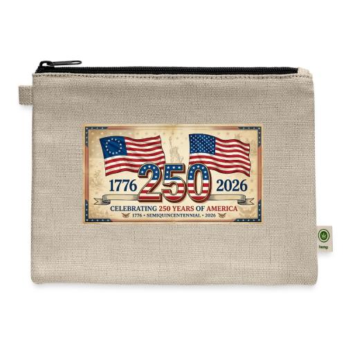USA 250th Anniversary Flags Emblem - Hemp Carry All Pouch