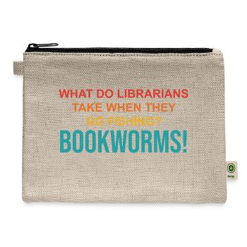 WHAT DO LIBRARIANS TAKE WHEN THEY GO FISHING? - Hemp Carry All Pouch - natural - Front