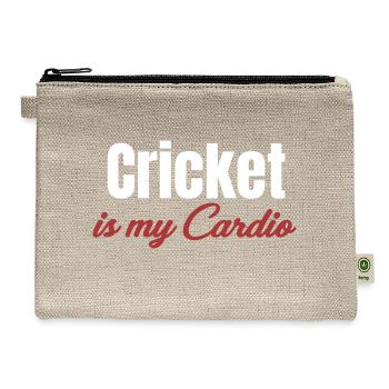 Cricket Is My Cardio Funny Player Pickleballs - Hemp Carry All Pouch - natural - Front