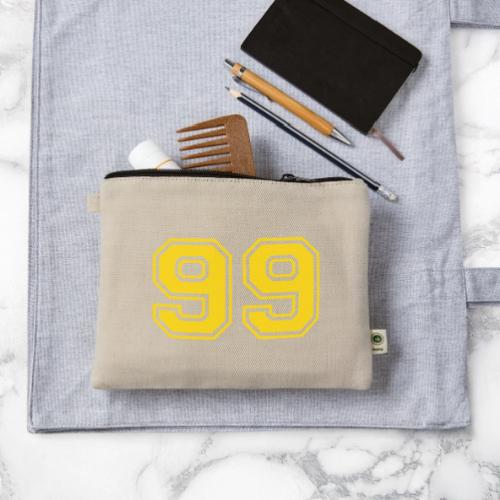Number 99 in a classic athletic collegiate font - Hemp Carry All Pouch