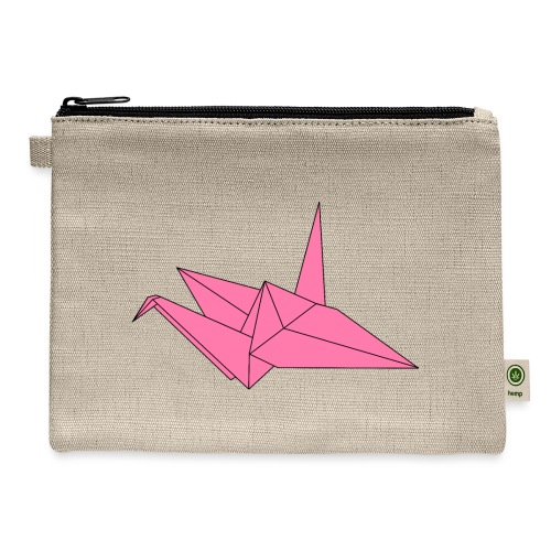 Origami Paper Crane Design - Pink - Hemp Carry All Pouch