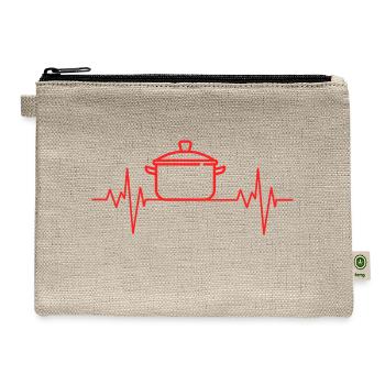 Passion Cooking / Eating / Baking Heartbeat ECG - Hemp Carry All Pouch - natural - Front