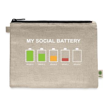MY SOCIAL BATTERY, energy, social battery, antisoc - Hemp Carry All Pouch - natural - Front
