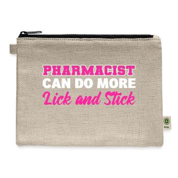 Lick and Stick Funny Worker Gift - Hemp Carry All Pouch - natural - Front