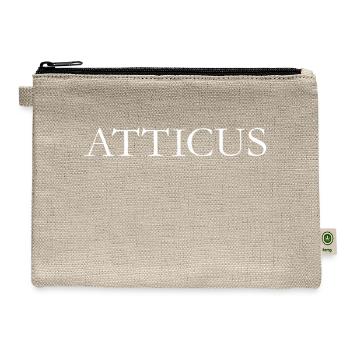 ATTICUS Garamond White Print - Hemp Carry All Pouch - natural - Front