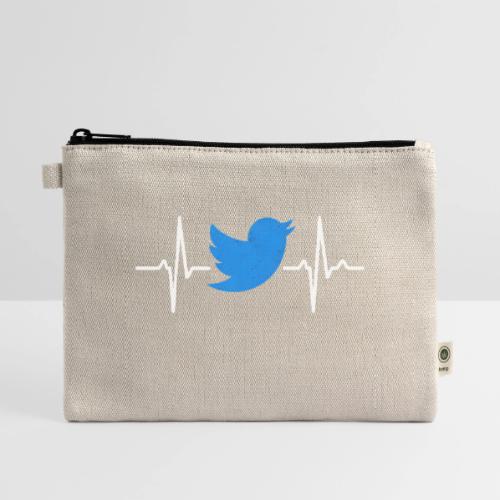 Social Media Heartbeat Blue Bird Graphic - Hemp Carry All Pouch