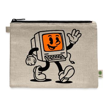 Retro Happy Computer Cartoon Design - Hemp Carry All Pouch - natural - Front