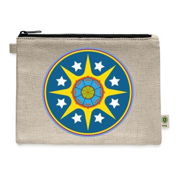 Solar Starburst Emblem Circle - Hemp Carry All Pouch - natural - Front