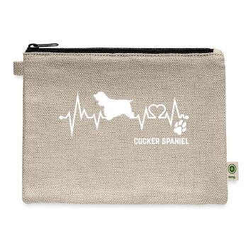 Cocker Spaniel Heartbeat Pulse ECG Pet Dog Lover - Hemp Carry All Pouch - natural - Front