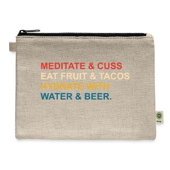 Meditate&Cuss Eat Fruit&Wings - Hemp Carry All Pouch - natural - Front