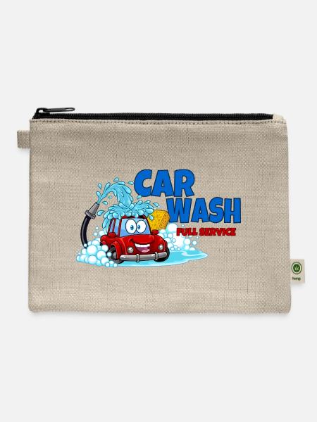 Cartoon Car Wash Full Service - Hemp Carry All Pouch - natural