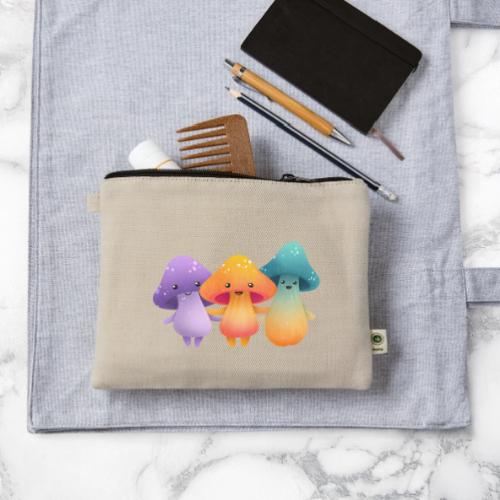 Cheerful Mushroom Friends - Hemp Carry All Pouch