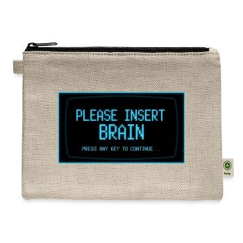 Please Insert Brain Retro Computer Funny  - Hemp Carry All Pouch - natural - Front