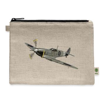 Spitfire in Flight: Vintage Warplane - Hemp Carry All Pouch - natural - Front