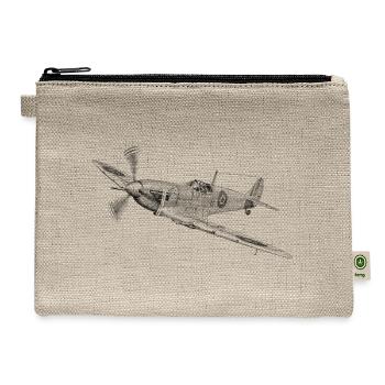Spitfire in Flight: Vintage Warplane - Hemp Carry All Pouch - natural - Front