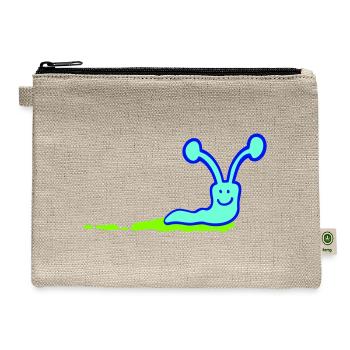 Snail slime trail cute sweet happy Cool funny fun - Hemp Carry All Pouch - natural - Front