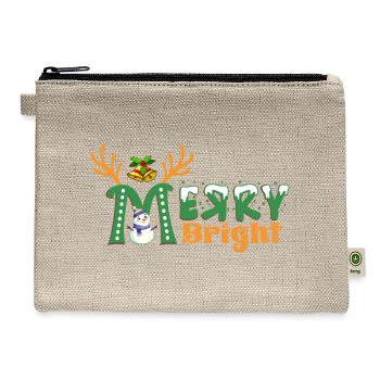 Merry Bright Christmas Cheer - Hemp Carry All Pouch - natural - Front