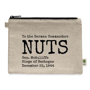 Nuts by General McAuliffe (Black) - Hemp Carry All Pouch - natural - Front