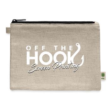 Off The Hook Screen Printing Logo - Hemp Carry All Pouch - natural - Front