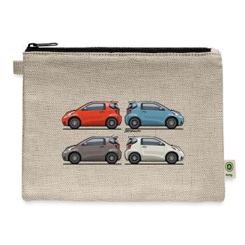 Four Toyota Scion iQ Micro Cars - Hemp Carry All Pouch - natural - Front