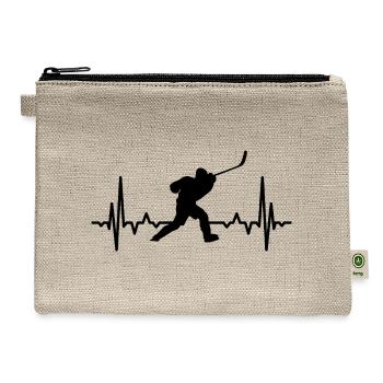 Ice Hockey Player ECG Heartline - Hemp Carry All Pouch - natural - Front