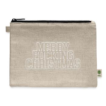 MERRY FUCKING CHRISTMAS funny nasty holiday curse - Hemp Carry All Pouch - natural - Front