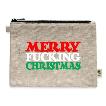 MERRY FUCKING CHRISTMAS funny cursing holidays bah - Hemp Carry All Pouch - natural - Front