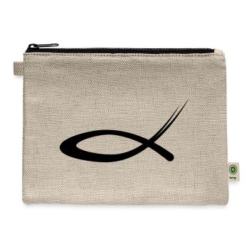 Minimal Christian Fish Symbol - Hemp Carry All Pouch - natural - Front