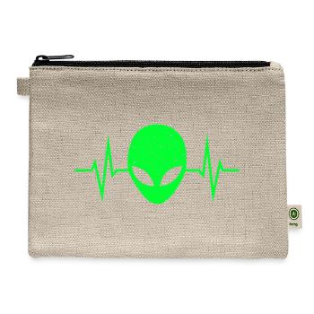 Alien Head Heartbeat Pulse ECG - Hemp Carry All Pouch - natural - Front