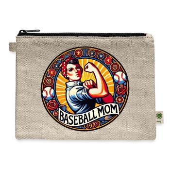 Baseball Mom 1970s Emblem - Hemp Carry All Pouch - natural - Front