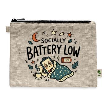 Socially Battery Low - Hemp Carry All Pouch - natural - Front