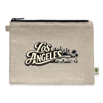 Los Angeles Vintage Typography Retro City Skyline  - Hemp Carry All Pouch - natural - Front