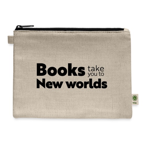 Books Take You to New Worlds (black) - Hemp Carry All Pouch