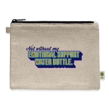 Emotional Support Water Bottle  - Hemp Carry All Pouch - natural - Front