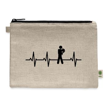 French Hornist Stickfigure ECG Heartline - Hemp Carry All Pouch - natural - Front