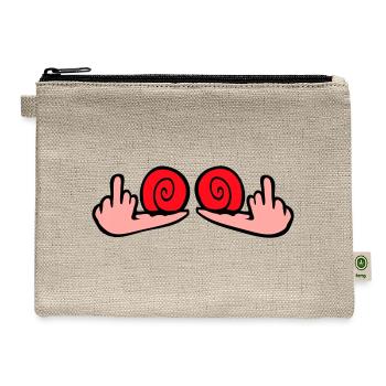 Snail middle finger insult fuck you off funny cool - Hemp Carry All Pouch - natural - Front