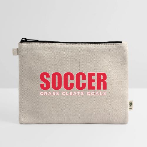 Soccer Grass Cleats Goals Typography Design - Hemp Carry All Pouch