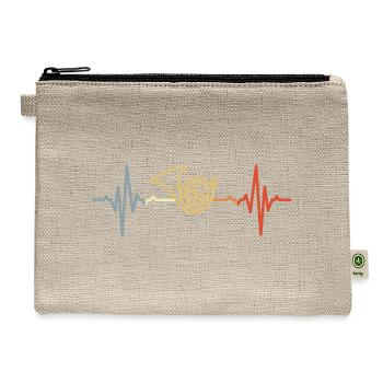 Vintage French Horn ECG Heartline - Hemp Carry All Pouch - natural - Front