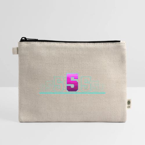 Number 5 in Magenta: Varsity Font - Hemp Carry All Pouch