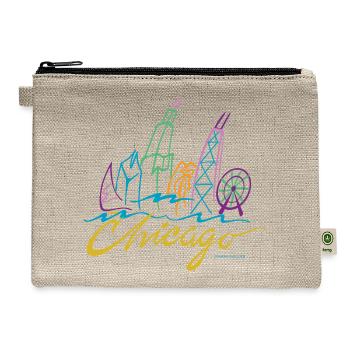 Vibrant Chicago Skyline Art Print - Hemp Carry All Pouch - natural - Front