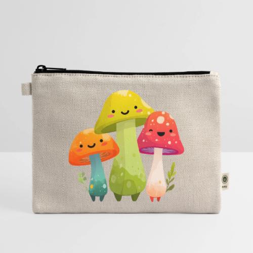 Trio of Happy Mushrooms - Hemp Carry All Pouch