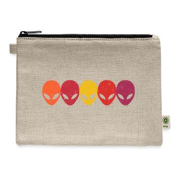 Alien Heads Faces Extraterrestrials Retro Vintage - Hemp Carry All Pouch - natural - Front