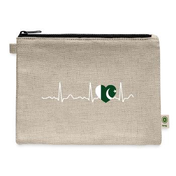 Pakistan - heartbeat, pulse, heart line, ecg - Hemp Carry All Pouch - natural - Front