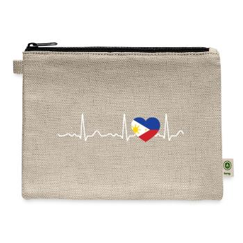 Philippines - heartbeat, pulse, heart line, ecg - Hemp Carry All Pouch - natural - Front