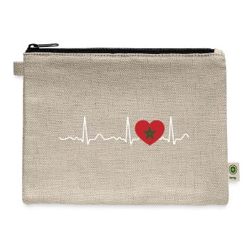 Morocco - heartbeat, pulse, heart line, ecg - Hemp Carry All Pouch - natural - Front