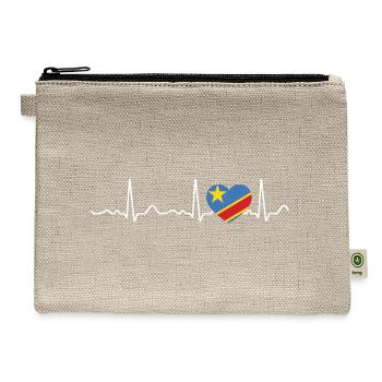 Congo - heartbeat, pulse, heart line, ECG - Hemp Carry All Pouch - natural - Front